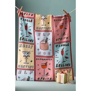Anthropologie NEPHTHYS FOSTER ILLUSTRATED HOLIDAY DISH TOWEL 100% Cotton NWT